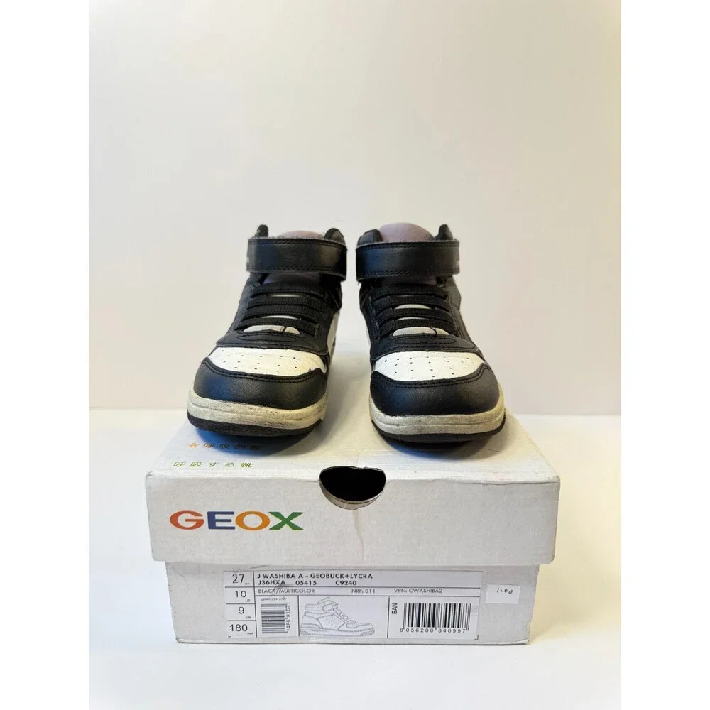 Geox J Washiba Girl (Toddler/Little Big Kid) Sneakers, Black/Multicolor 1, US 10
